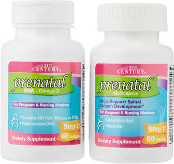 21St Century Prenatal Multivitamin Plus Dha, 2 Bottles, 60 Tablets / 60 Softgels