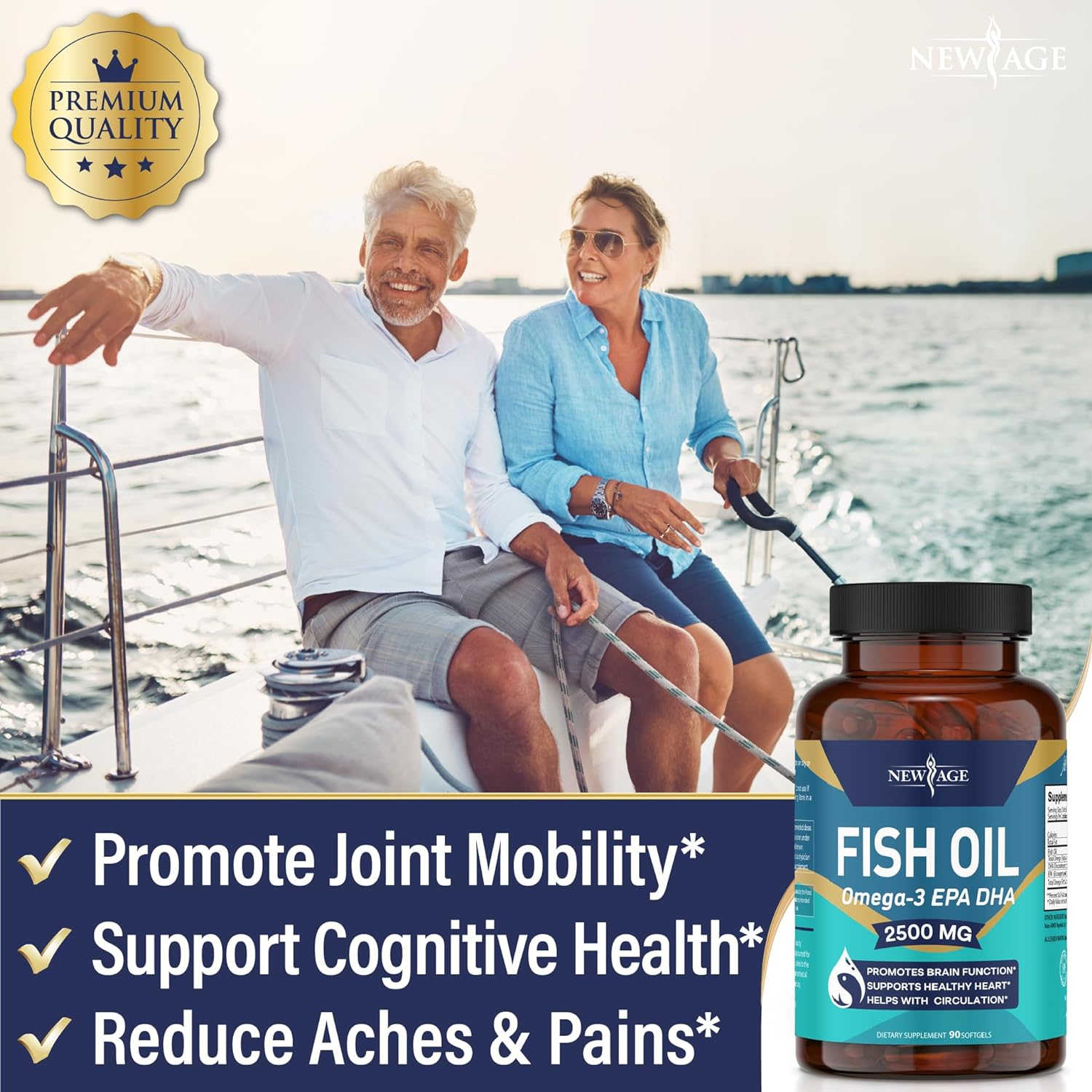 NEW AGE Omega 3 Fish Oil 2500mg Supplement Immune & Helath Support – P