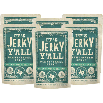 It'S Jerky Y'All Plant Based Jerky Sea Salt & Pepper | Beyond Tender And Tasty Vegan Snacks | Non-Gmo, Gluten Free, Vegetarian (6 Pack)
