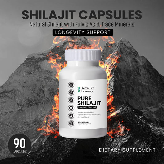 100% Pure Shilajit, Organic Himalayan Shilajit For Men & Women, 85+ Trace Minerals Rich In Fulvic Acid Shilajit Supplement For Energy & Immune System 1000Mg 90 Count