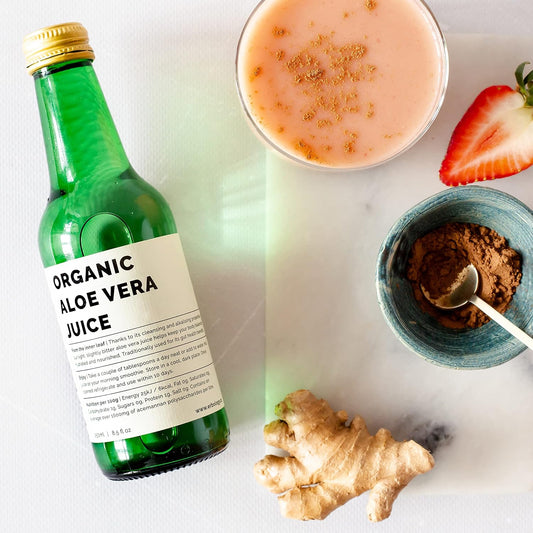 100% Organic Aloe Vera Juice 8.5 Fl Oz - Supports Immunity & Gut Health - Straight From Farm In Spain - Undiluted - No Added Sugar Or Artificial Preservatives - Non-Gmo - Recyclable Glass Bottle