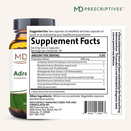 Adrenal Forte - Adrenal Support Supplement* With Ashwagandha & Rhodiola - 120 Capsules