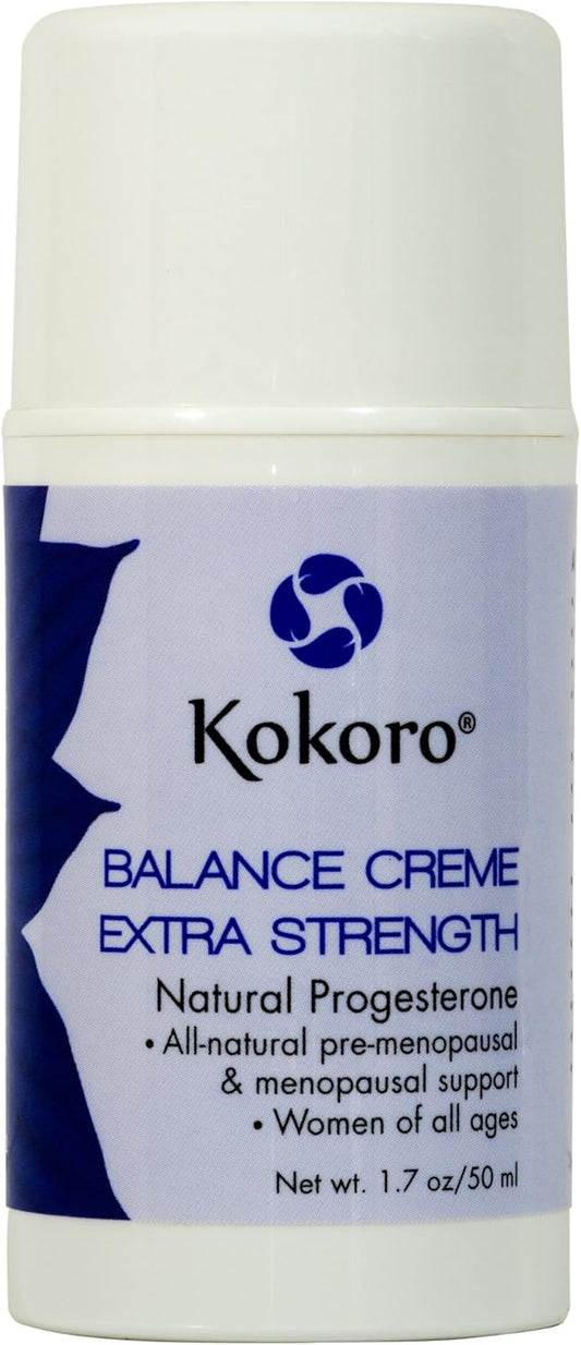 Kokoro Extra Strength Natural Progesterone Balance Crème – 1.7 Oz Pump, Menopause & Hormone Support, Paraben-Free