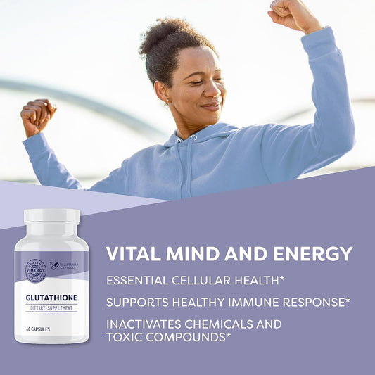 Vimergy Glutathione Capsules, 60 Servings โ Natural Immune Supporting, Antioxidant & Detox Supplement - Gluten-Free, Kosher, Soy-Free, Vegan, Paleo Friendly