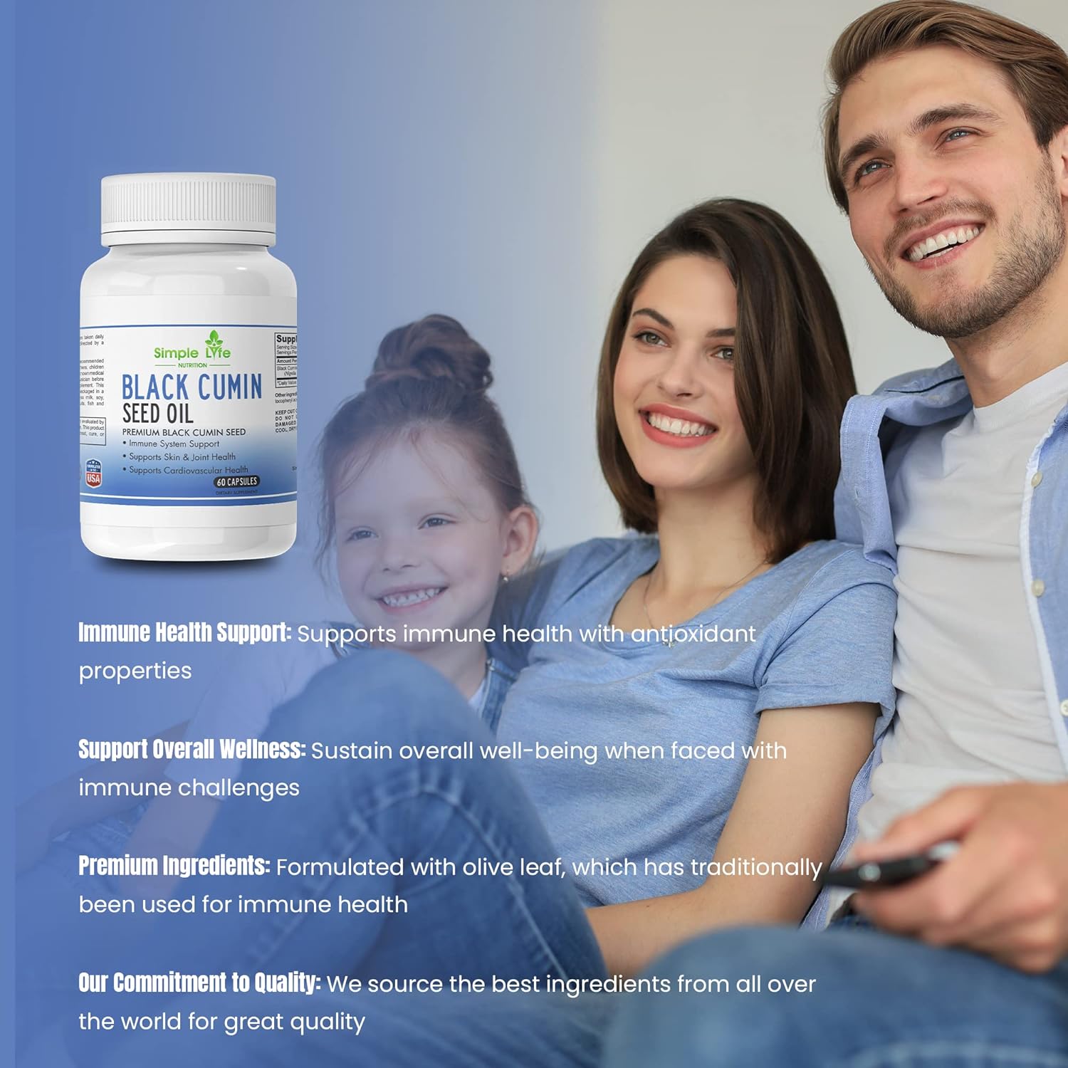 Simple Life Nutrition Organic Black Cumin Seed Capsules - Support Card