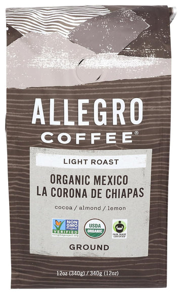 Allegro Coffee, Organic Mexico Light Roast Ground Coffee, 12 Oz