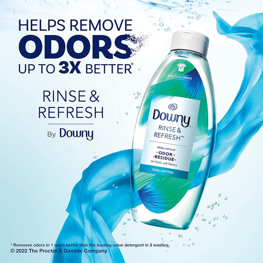Downy Rinse & Refresh Laundry Odor Remover And Fabric Softener, Safe On All Fabrics, Gentle On Skin, He Compatible, Cool Cotton, 48 Fl Oz (Pack Of 4)(192 Fl Oz Total)
