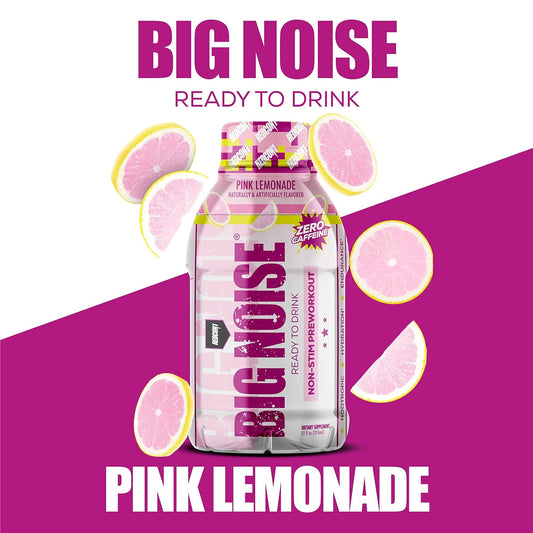 Redcon1 Big Noise Rtd Pre Workout Drink, Pink Lemonade - Caffeine-Free