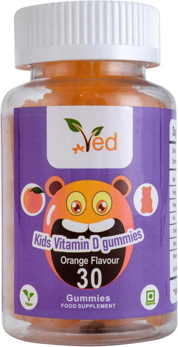 Vitamin D Gummies Kids,15 Day Supply, Natural Orange Flavour, 30 Chewable Vegan Gummies, Vegetarian Friendly, Energy & Immune System, Kids Vitamin D Gummies, Gmo & Gluten Free