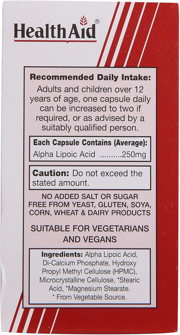 Healthaid Alpha Lipoic Acid 250Mg - 60 Vegicaps