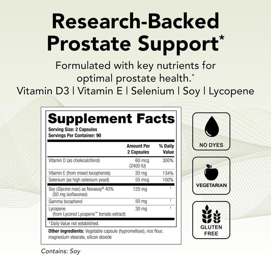 Theralogix Prostate 2.4 Nutritional Supplement - 90-Day Supply - Prostate Health For Men - Supports Healthy Prostate Tissue - Lycopene, Vitamin D3, Selenium & Vitamin E - Nsf Certified - 180 Capsules