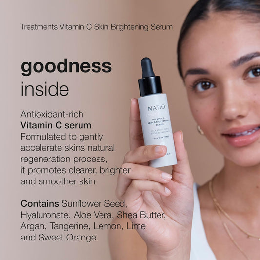 Natio Australia Treatments Vitamin C Skin Brightening Serum, 30 Ml - Vitamin C Antioxidant Face Serum - With Aloe Vera, Shea Butter For All Skin Types