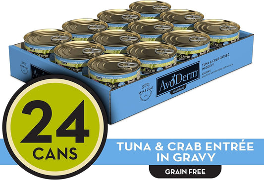 Avoderm Natural Grain Free Wet Cat Food, Tuna & Crab In Gravy, 5 Oz Can (Pack Of 24)
