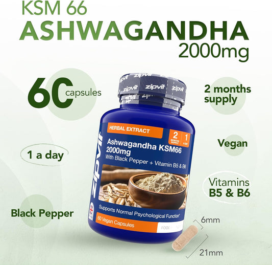 Zipvit Ashwagandha 3000Mg Root Extract, High Strength Herbal Supplement, 120 Vegan Tablets For Popular For Stress Relief, 2 Month Supply