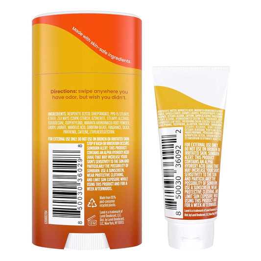 Lume Whole Body Deodorant - Invisible Cream Tube Mini And Solid Stick Bundle - 72 Hour Odor Control - Aluminum & Baking Soda Free, Skin Loving (Toasted Coconut)