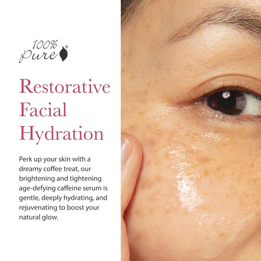 100% Pure Coffee Bean Face Serum Egcg, Licorice Root & Hyaluronic Acid Drops - Tighten, Brighten & Protect Daily Liquid Caffeine For Faded Skin - Ultimate Glow Skincare For Women & Men - 1 Fl Oz