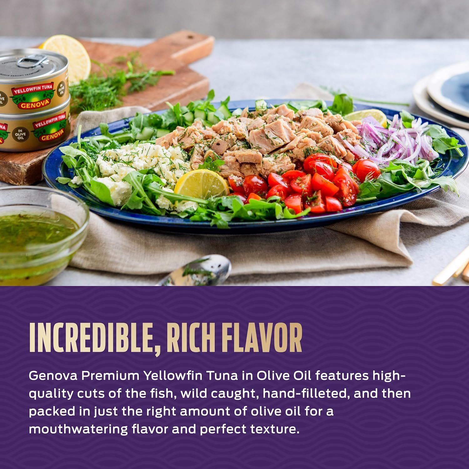 Genova Premium Yellowfin Tuna in Olive Oil, Wild Caught, Solid Light, 3 oz. Can (Pack of 24) : Packaged Tuna Fish : Grocery & Gourmet Food