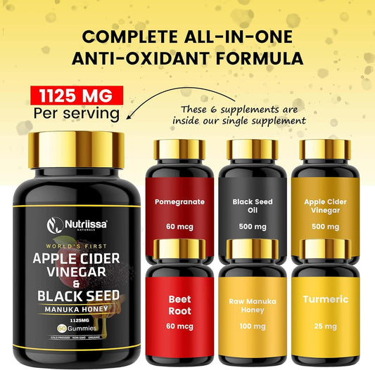 Nutriissa - Organic Apple Cider Vinegar Gummies w/ Black Seed Oil & Ra