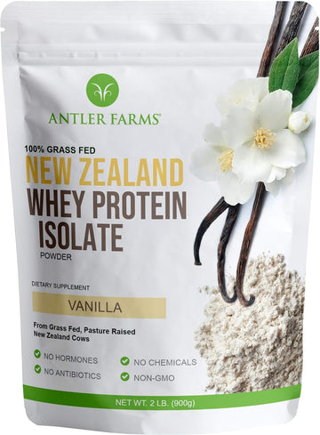 Antler Farms - 100% Grass Fed New Zealand Whey Protein Isolate, Chocolate Flavor, 2 Lbs - Pure And Clean, 4 Ingredients, Delicious, Cold Processed