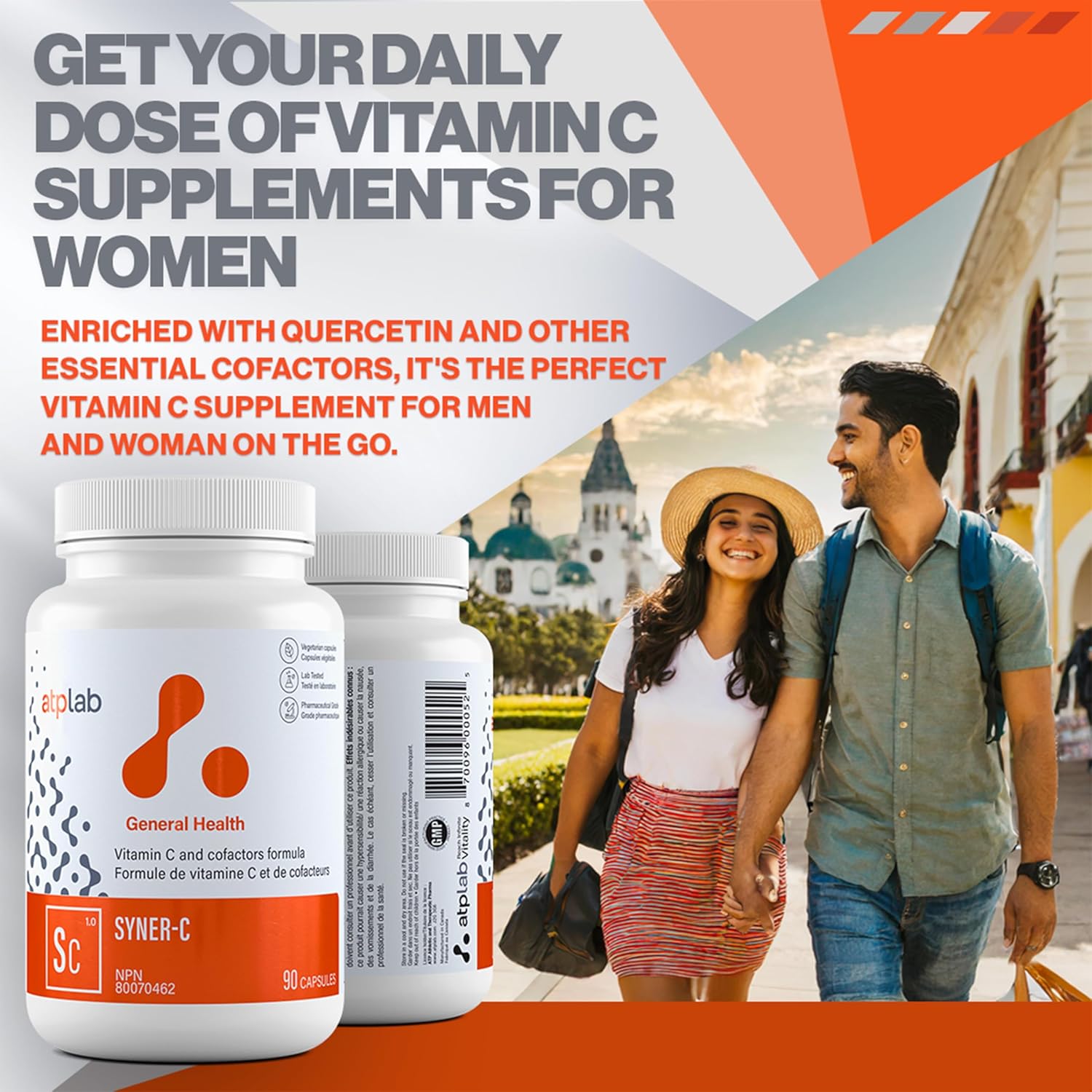 Atp Lab | Syner-C 90 Caps | Syner-C, The Ultra-Potent Chelated Vitamin C Formula Combined With Quercetin For Optimal Immunity. : Health & Household