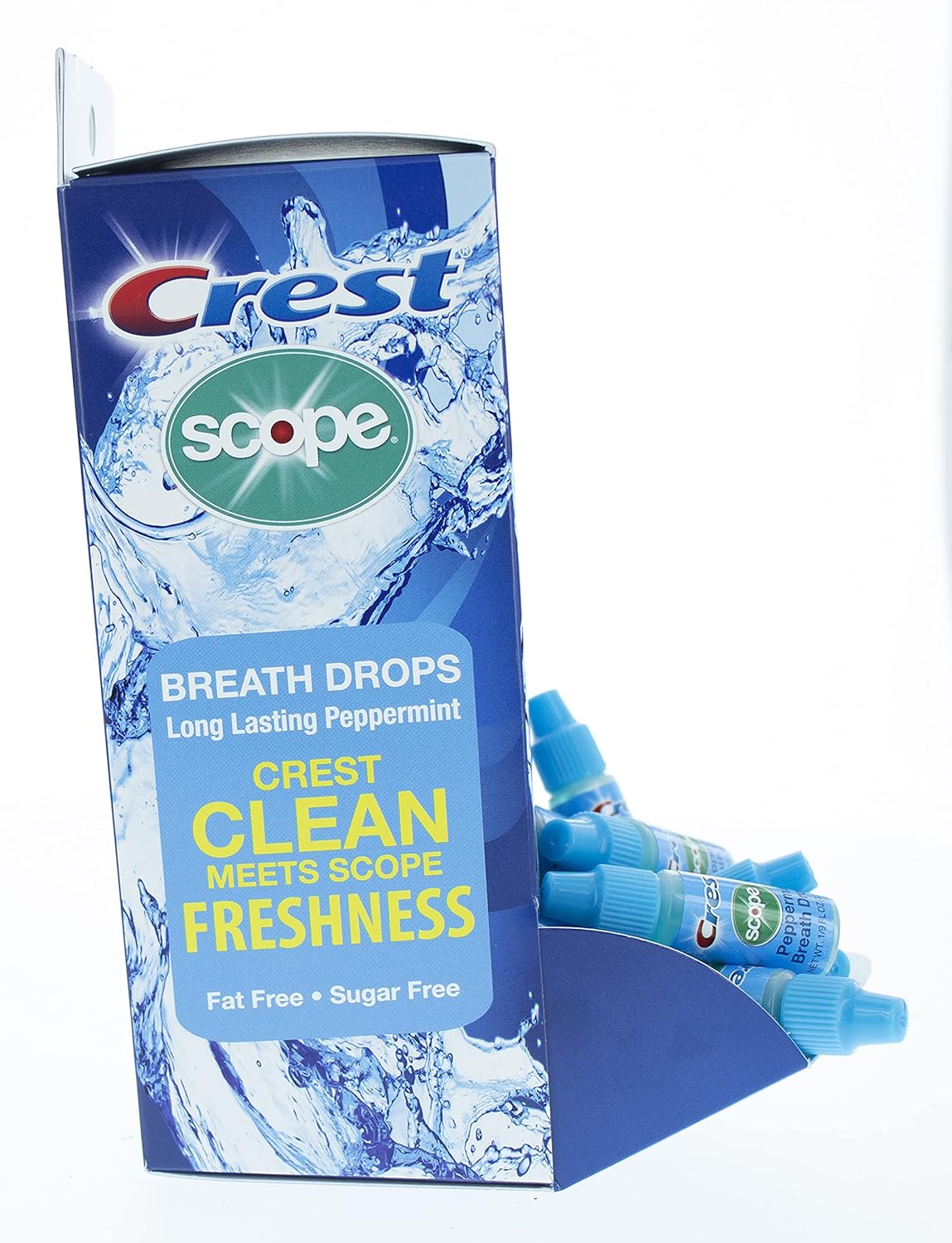 Crest Scope Breath Drops - Long Lasting Peppermint - Crest Clean Meets Scope Freshness - Gravity Feed Display - 50 Count, 3.2Ml Drops : Health & Household