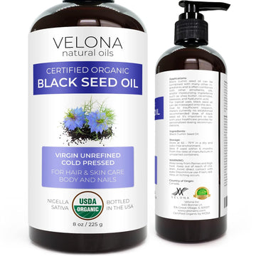 Velona Black Cumin Seed Oil Usda Certified Organic - 8 Oz | 100% Pure And Natural Carrier Oil | Unrefined, Cold Pressed | Hair, Body And Skin Care | Use Today - Enjoy Results