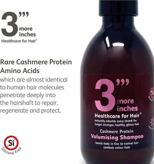3'''More Inches Cashmere Protein Volumising Shampoo 250Ml - Fine, Thin Hair Treatment - For Thicker, Fuller & Root Lifting Results - Coconut Oil, Silicone Free - Hair Care By Michael Van Clarke