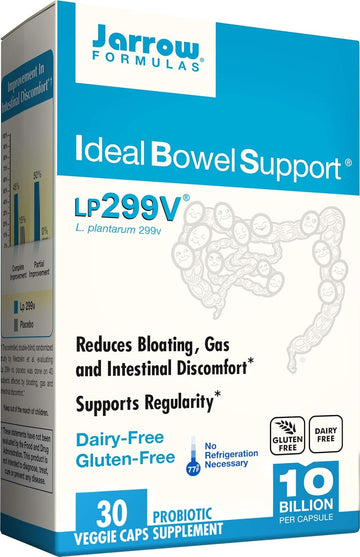 Jarrow Formulas Ideal Bowel Support, 10 Billion Organisms Per Cap, Reduces Bloating Gas And Intestinal Discomfort, 30 Count (Cool Ship, Pack Of 3)