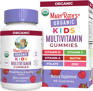 Maryruth Organics Kids Vitamins | Multi | 1 Month Supply | Multivitamin Gummies For Ages 4+ | Multivitamin For Kids | Vegan | Only 2 Gummies A Day | 60 Count