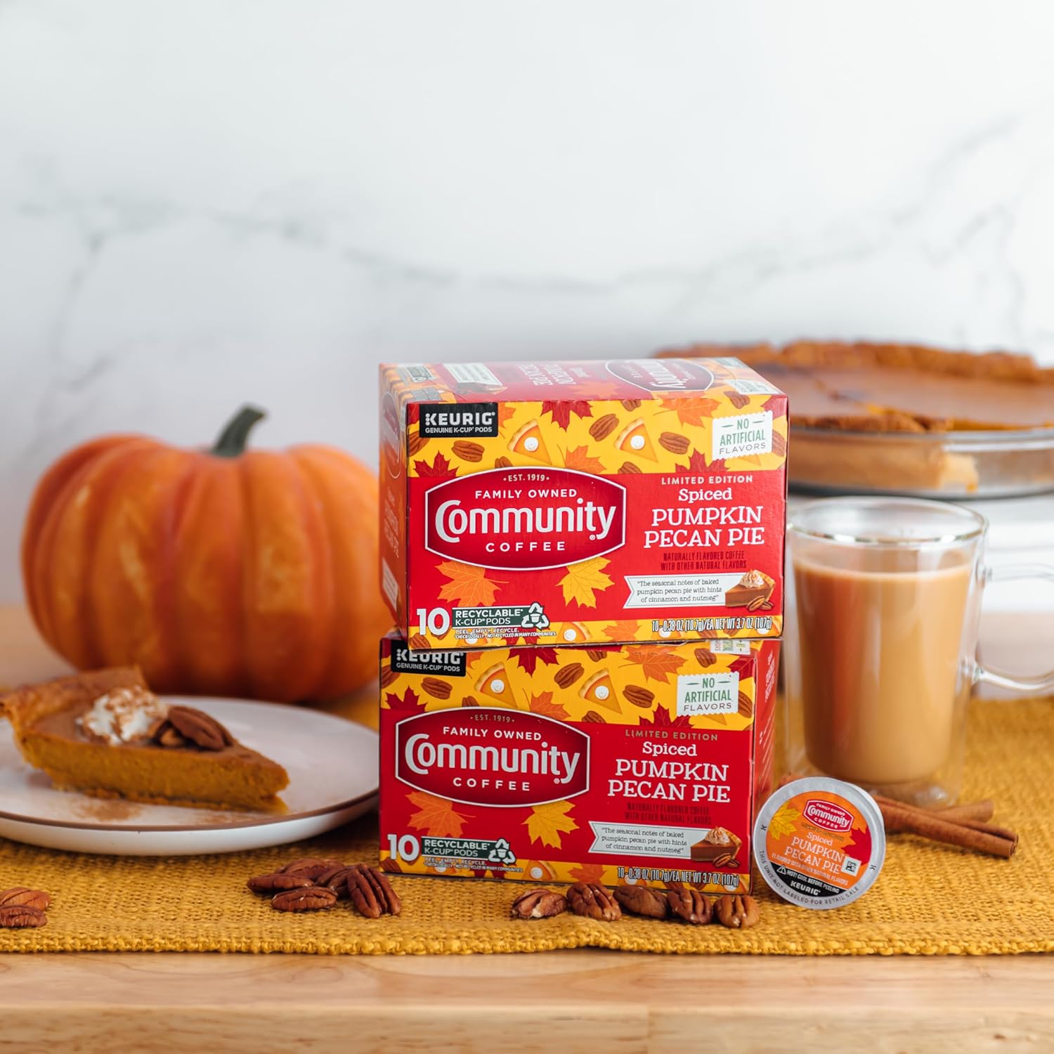 Community Coffee Spiced Pumpkin Pecan Pie Flavored 10 Count Coffee Pods, Medium Roast Compatible With Keurig 2.0 K-Cup Brewers, 10 Count (Pack Of 1)