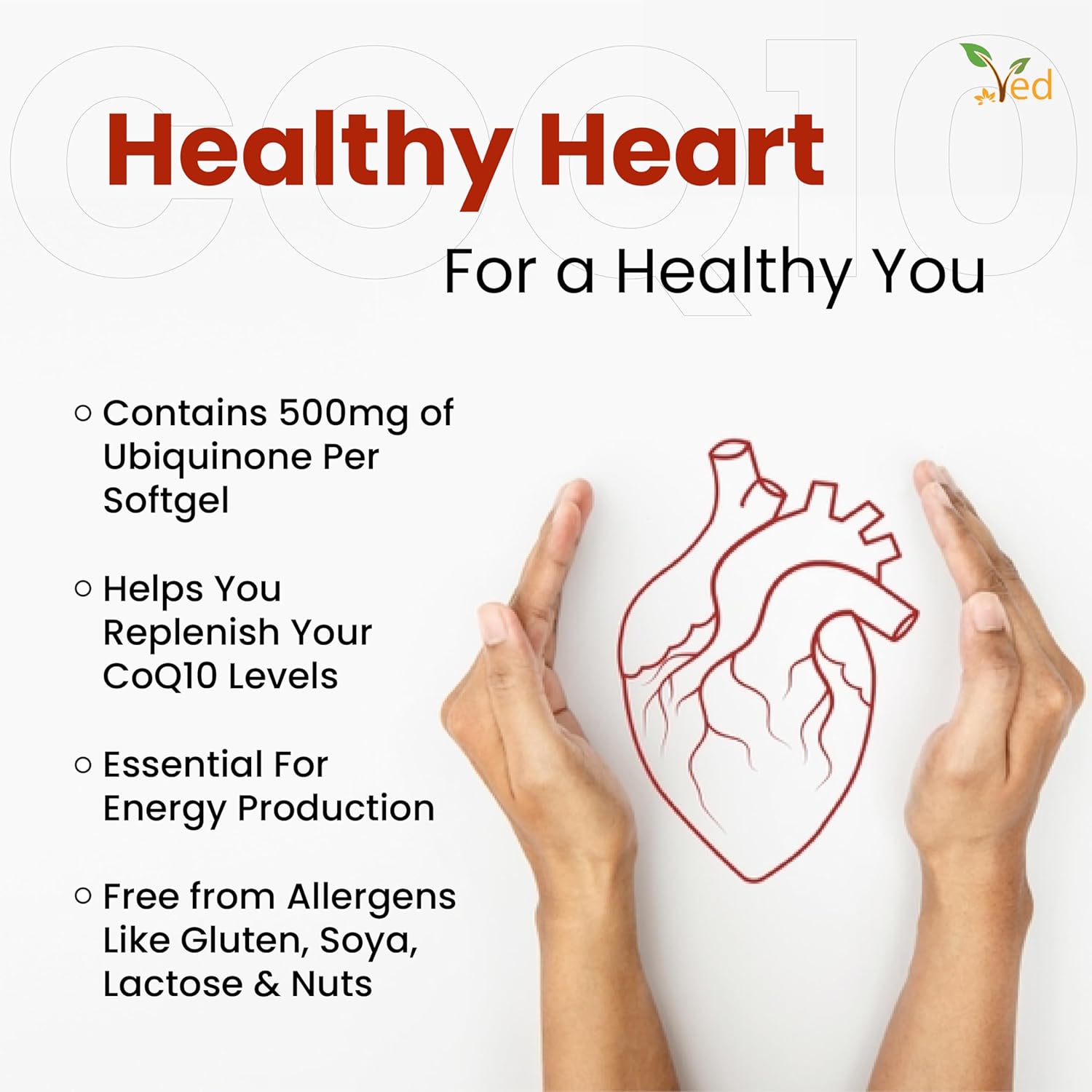 VED Co Enzyme Q10, Naturally Fermented Ubiquinone, 500mg 30 Softgels. : Amazon.co.uk: Health & Personal Care