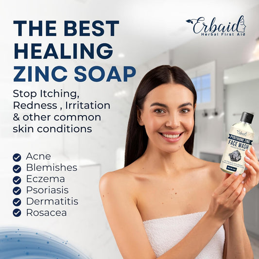 Pyrithione Zinc Face Wash | 2% Znp Zinc Soap Skin Therapy Body Cleanser For Acne, Rosacea, Eczema, Dermatitis, Psoriasis, Itching | Cleansing, Calming Facial Wash | Zinc Face & Body Wash Made In Usa