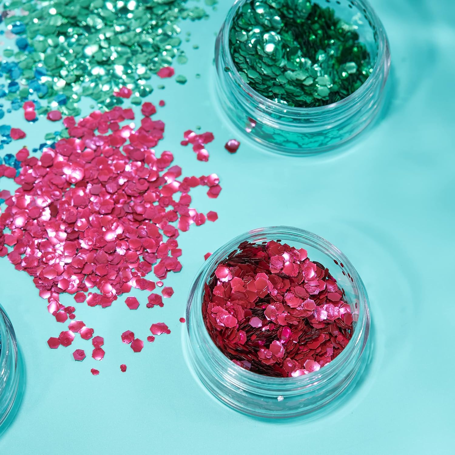 Biodegradable Eco Chunky Glitter by Moon Glitter - Set of 6 Colours + Fix Gel - Cosmetic Bio Festival Makeup Glitter for Face, Body, Nails, Hair, Lips - 3g : Amazon.co.uk