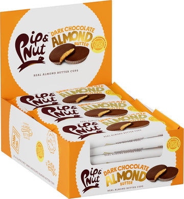 Pip & Nut - Dark Chocolate Almond Butter Cups (15 Pack - 2 Cups Per Pack) | Single Origin Chocolate, Real Almond Butter, Natural Nut Butter, No Palm Oil, Vegan, Gluten Free
