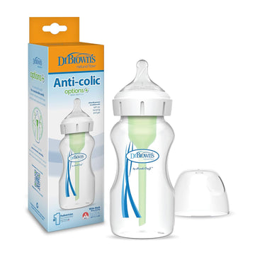 Dr. Brown'S Natural Flow Anti-Colic Options+Wide-Neck Baby Bottle,9 Oz/270 Ml,Level 1 Nipple,1-Pack,0M+