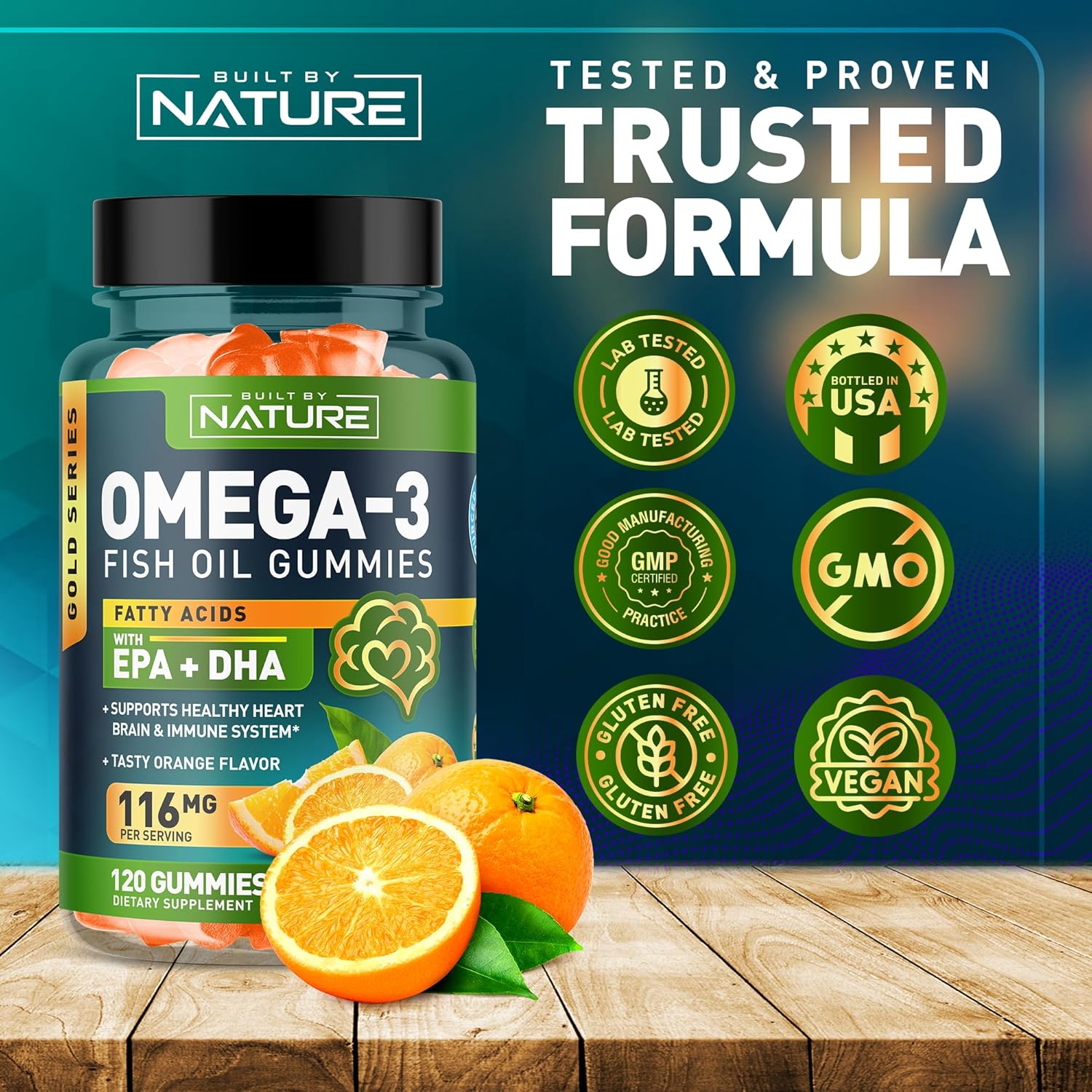 Omega 3 Fish Oil Gummies With Epa & Dha From Wild Fish - Triple Strength Omega 3 Fish Oil Gummy, Supports Healthy Heart, Brain & Immune System, Burpless & Natural - 60 Gummies, 30 Day Supply : Health & Household