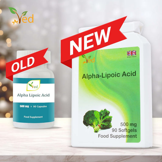Ved Alpha Lipoic Acid | Non-Gmo, Gluten Free | Helps Maintain Blood Sugar Level | 500Mg, 90 Softgels