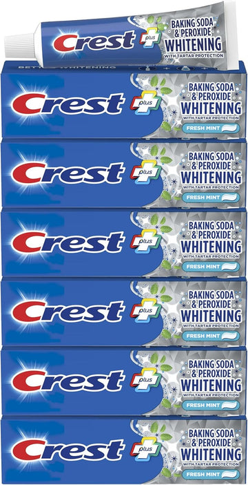 Crest Baking Soda And Peroxide Whitening With Tartar Protection Fresh Mint Flavor Toothpaste 8.2 Oz (Pack Of 6)