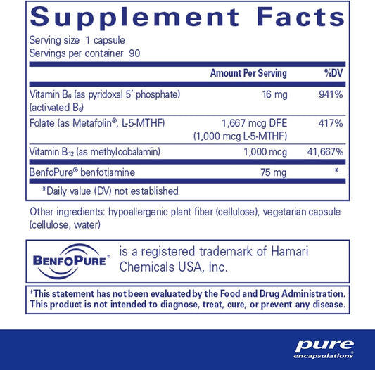 Pure Encapsulations Methylassist 90'S - B Vitamin Complex - Methylation Support* - Heart Health & Brain Health - Non-Gmo & Gluten Free - 90 Capsules