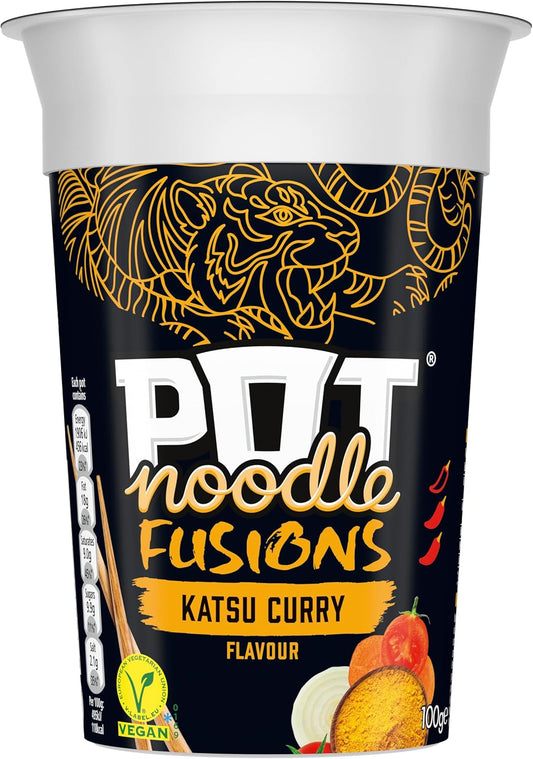 Pot Noodle Fusions Katsu Curry Instant Snack Vegan Quick To Make Noodles 8X 100 G