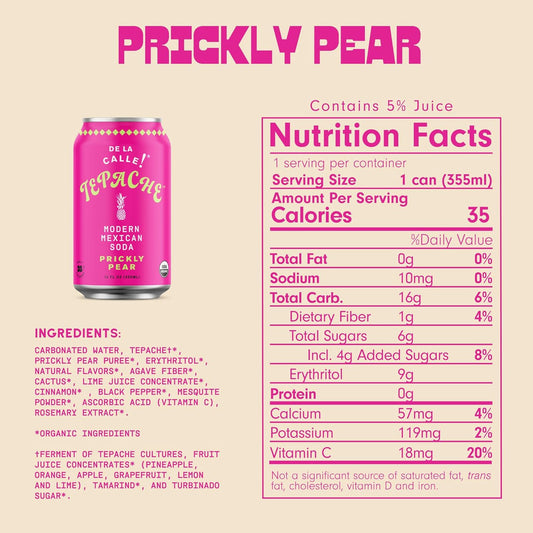 De La Calle Organic Prickly Pear Cactus Tepache, 12 Fz