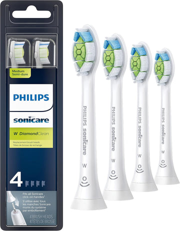 Philips Sonicare Genuine W Diamondclean Replacement Toothbrush Heads, 4 Brush Heads, White, Hx6064/65