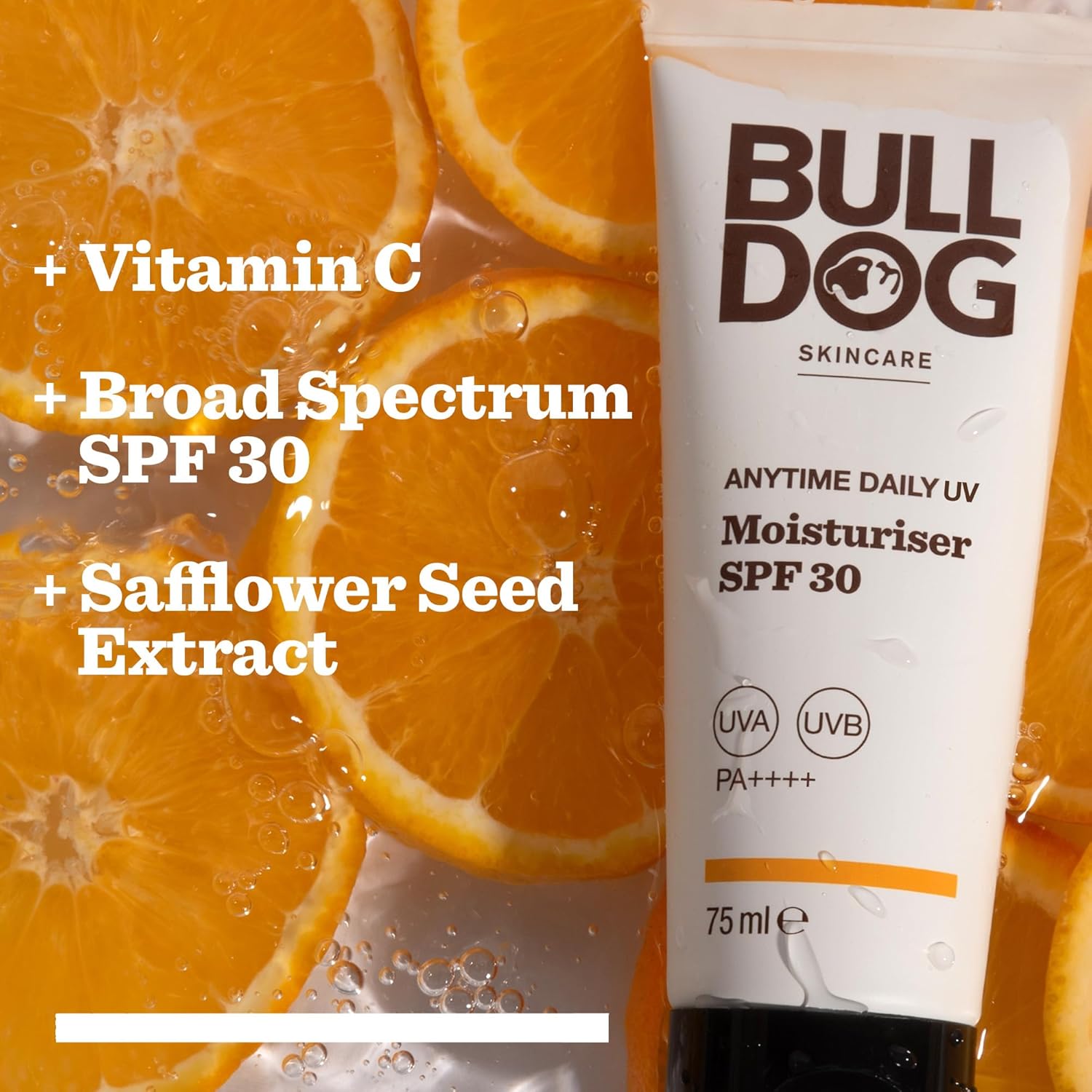 BULLDOG SKINCARE Anytime Daily UV Moisturiser SPF 30 For Men 75 ml, Safflower Seed Extract, Protects & Hydrates Skin, Suitable For All Skins : Amazon.co.uk: Beauty