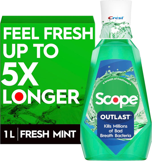 Crest Scope Outlast Long Lasting Mint Mouthwash, 33.8 Fl Oz