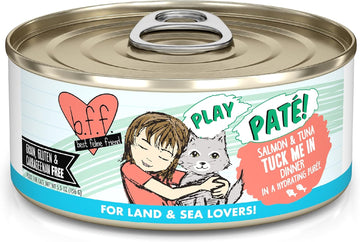 Weruva B.F.F. Play - Best Feline Friend Paté Lovers, Aw Yeah!, Salmon & Tuna Tuck Me In With Salmon & Tuna, 5.5Oz Can (Pack Of 8)