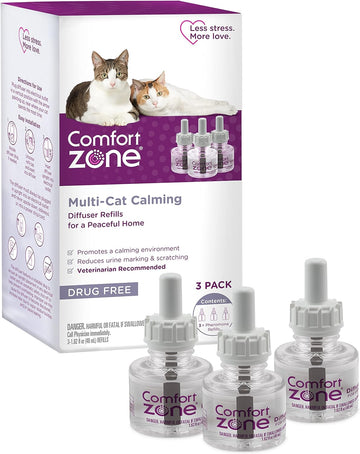 3 Refills | Comfort Zone Multi-Cat Pheromone Diffuser Refills (90 Days) For A Peaceful Home | Veterinarian Recommended | Stop Cat Fighting, Reduce Spraying, Scratching, & Other Problematic Behaviors