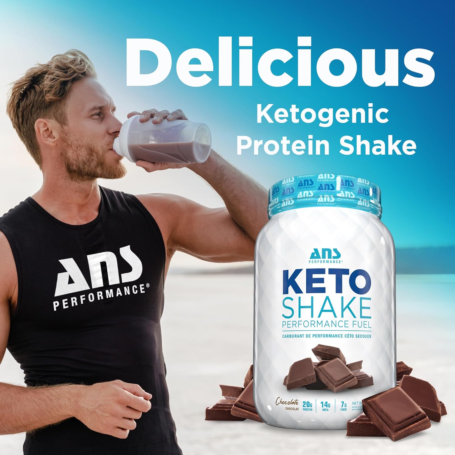 Ketosys Protein Powder - Low Carb Shake - Gluten Free - Delicious Taste - Healthy Fats - Ready To Mix Drink (Chocolate)