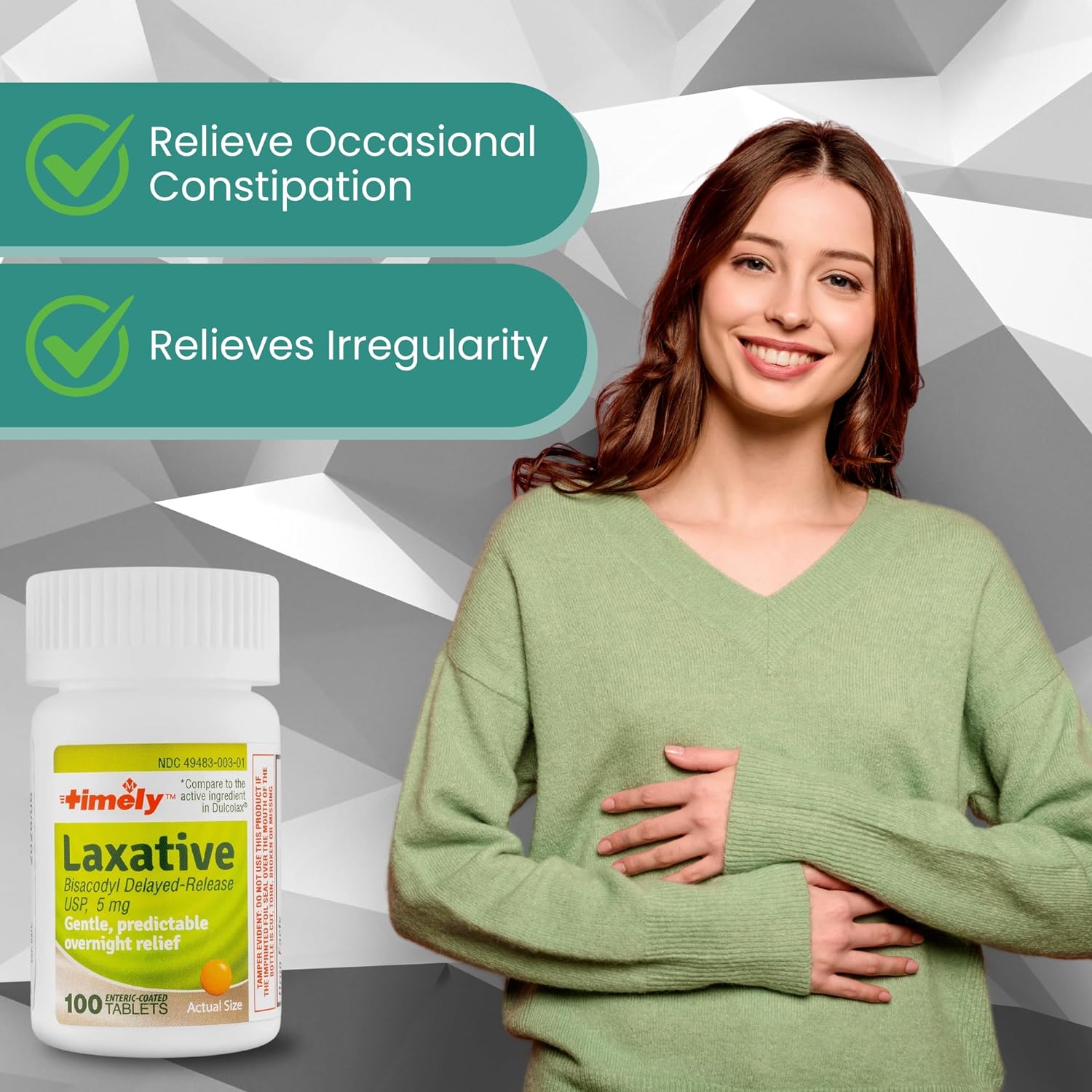 TIME-CAP LABS, INC. Timely Bisacodyl 5mg - 100 Tablets - Laxatives for Constipation Relief - Compared to The Active Ingredients in Dulcolax - Gentle, Dependable Constipation Relief for Adults : Health & Household