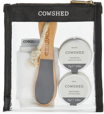 Cowshed Pedicure Kit | Revive Foot Scrub 25G - Heal Foot Cream 25G - Moisturising Overnight Pedicure Socks - Foot File | Feet Care Gift Set - Travel Size Pedicure Set For Overworked Feet