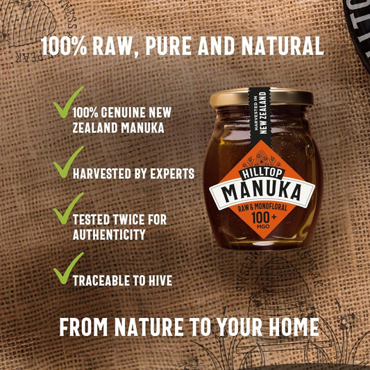 Hilltop Honey - Manuka Mgo 100+ - Monofloral - New Zealand - 225G